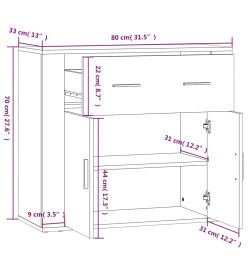 Buffet Sonoma gris 80x33x70 cm Bois d'ingénierie