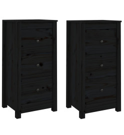 Buffets 2 pcs Noir 40x35x80 cm Bois massif de pin