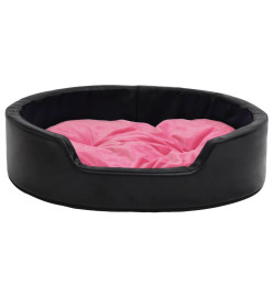 Lit pour chiens Noir et rose 79x70x19 cm Peluche et similicuir