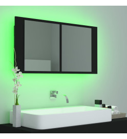 Armoire à miroir de salle de bain LED Noir 90x12x45 Acrylique