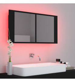 Armoire à miroir de salle de bain LED Noir 90x12x45 Acrylique