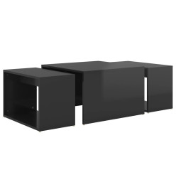 Tables basses gigognes 3 pcs Noir brillant 60x60x38cm Aggloméré