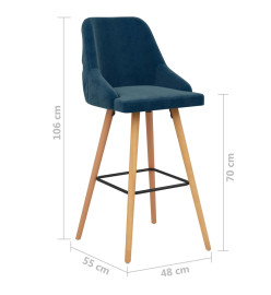 Tabourets de bar lot de 2 bleu velours