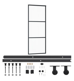 Porte coulissante et quincaillerie ESG Verre/Aluminium 76x205cm