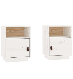 Tables de chevet 2 pcs Blanc 40x34x55 cm Bois de pin massif