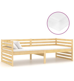 Lit de repos avec matelas 90x200 cm Bois de pin massif