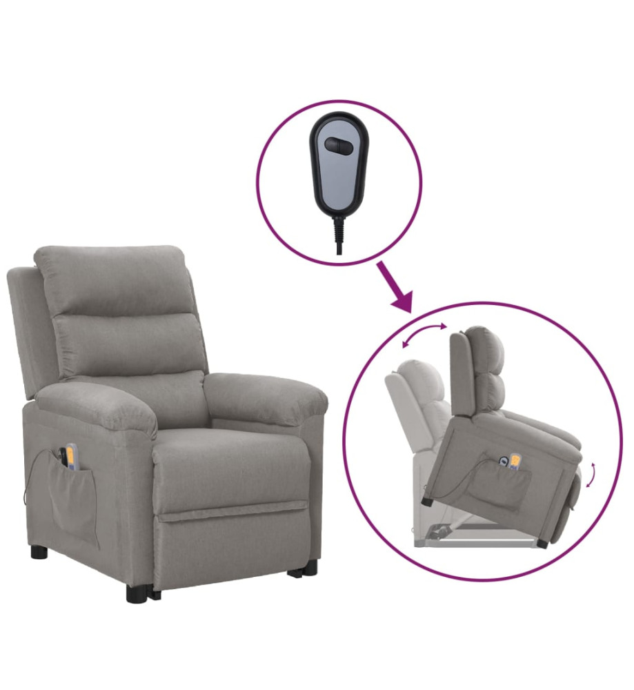 Fauteuil de massage inclinable Gris clair Tissu