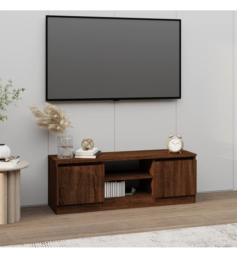 Meuble TV avec porte Chêne marron 102x30x36 cm