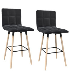 Tabourets de bar lot de 2 noir tissu