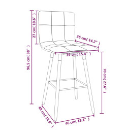 Tabourets de bar lot de 2 noir tissu