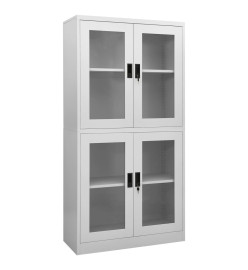 Armoire de bureau Gris clair 90x40x180 cm Acier et verre trempé