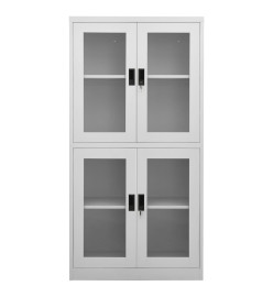 Armoire de bureau Gris clair 90x40x180 cm Acier et verre trempé