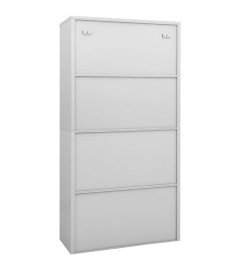 Armoire de bureau Gris clair 90x40x180 cm Acier et verre trempé