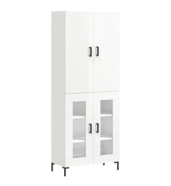 Buffet haut Blanc brillant 69,5x34x180 cm Bois d'ingénierie