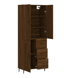 Buffet haut Chêne marron 69,5x34x180 cm Bois d'ingénierie