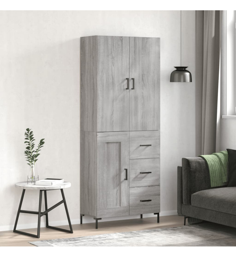 Buffet haut Sonoma gris 69,5x34x180 cm Bois d'ingénierie