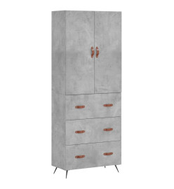 Buffet haut Gris béton 69,5x34x180 cm Bois d'ingénierie