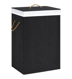 Panier à linge avec 2 sections bambou noir 72 L