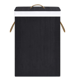 Panier à linge avec 2 sections bambou noir 72 L