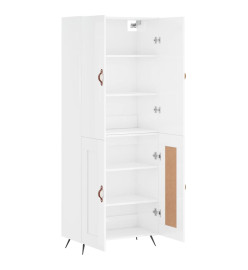 Buffet haut Blanc brillant 69,5x34x180 cm Bois d'ingénierie