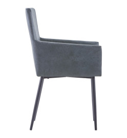 Chaises à manger avec accoudoirs lot de 6 gris similicuir daim