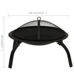 Foyer et barbecue avec tisonnier 2 en 1 56x56x49 cm Acier