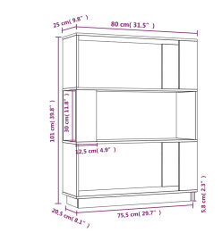 Bibliothèque/Cloison Marron miel 80x25x101 cm Bois massif