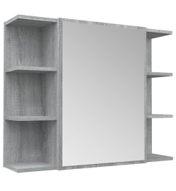 Armoire à miroir de salle de bain Sonoma gris 80x20,5x64cm Bois