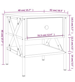 Table de chevet chêne marron 40x42x45 cm bois d'ingénierie