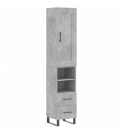 Buffet haut Gris béton 34,5x34x180 cm Bois d'ingénierie