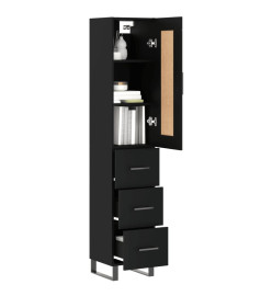 Buffet haut Noir 34,5x34x180 cm Bois d'ingénierie