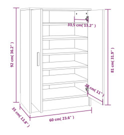 Meuble à chaussures Sonoma gris 60x35x92 cm Bois d'ingénierie