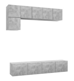 Ensemble de meuble TV 5 pcs Gris béton Aggloméré