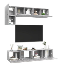 Ensemble de meuble TV 5 pcs Gris béton Aggloméré