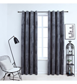 Rideaux occultants et anneaux 2pcs Velours Anthracite 140x225cm