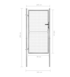 Porte de jardin Acier galvanisé 105x200 cm Argenté