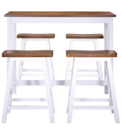 Table et tabouret de bar 5 pcs Bois massif