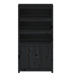 Buffet haut Noir 80x35x154 cm Bois massif de pin