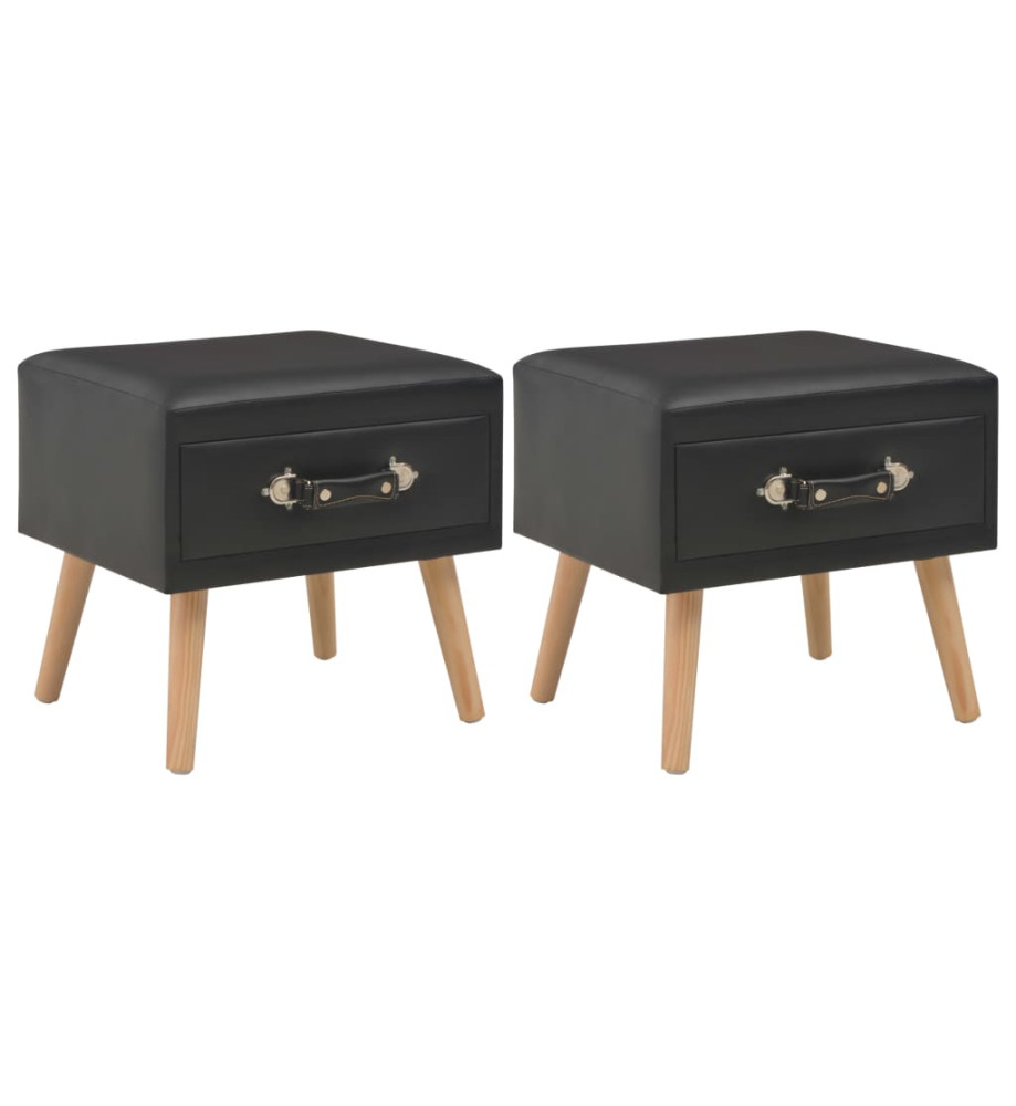 Tables de chevet 2 pcs Noir 40x35x40 cm Similicuir