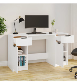 Bureau avec armoire latérale Blanc Bois d'ingénierie