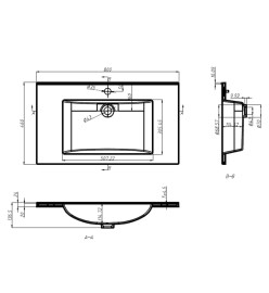 Lavabo encastré 800x460x130 mm SMC Blanc