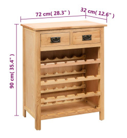 Casier à bouteilles 72 x 32 x 90 cm Bois de chêne massif