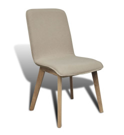 Chaises à manger lot de 6 beige tissu et chêne massif