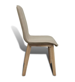 Chaises à manger lot de 6 beige tissu et chêne massif