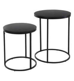 H&S Collection Ensemble de tables d'appoint dessus en bois 2 pcs noir