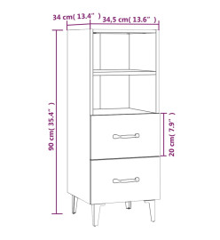 Buffet Blanc brillant 34,5x34x90 cm Bois d'ingénierie