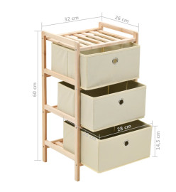 Étagères de rangement avec 3 paniers en tissu 2 pcs Beige Cèdre