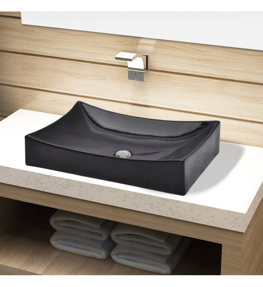 Vasque rectangulaire céramique Noir pour salle de bain