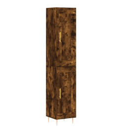 Buffet haut Chêne fumé 34,5x34x180 cm Bois d'ingénierie