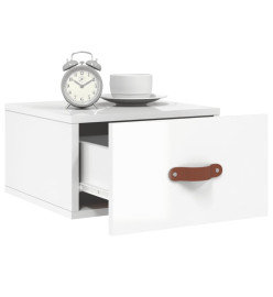 Table de chevet murale blanc brillant 35x35x20 cm